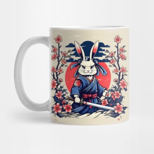 Japanese Samurai Rabbit Tattoo, Kawaii Ninja Rabbit Mug